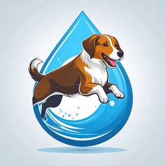 Dog jumping in a water drop