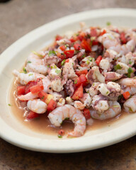 Octopus and shrimp ceviche in El Cuyo, a fishing village on Mexico's Yucatan Peninsula.