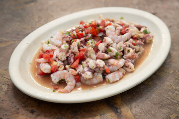 Octopus and shrimp ceviche in El Cuyo, a fishing village on Mexico's Yucatan Peninsula.