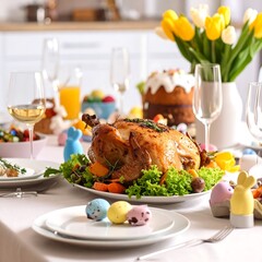 Festive Easter meal on a table