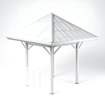 White gazebo with a pitched roof