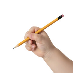hand holding pencil isolated on transparent background
