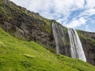 the waterfall  Seljalandsfoss  in Iceland