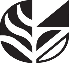 Abstract black and white geometric leaf design