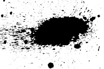 Black and white brush splatter on a transparent background