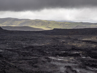 lava fields and volcanism on Reykjanes Peninsula in Iceland