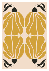 Minimalist poster with abstract art botanical composition in trendy contemporary collage style