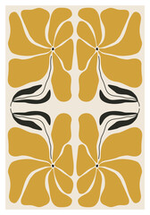 Minimalist poster with abstract art botanical composition in trendy contemporary collage style