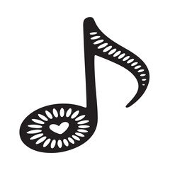 "Hand-Drawn Music Note Silhouette in Doodle Style"