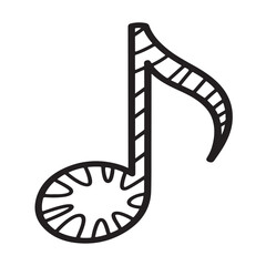 "Hand-Drawn Music Note Silhouette in Doodle Style"