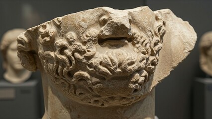 Ancient Stone Sculpture with Beard