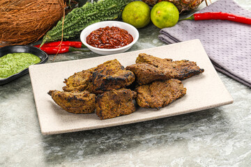 Grilled beef barbecue with spises