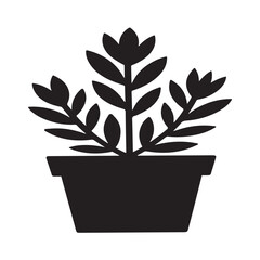 "Succulent Crassula Silhouette in Minimalist Simple Style"