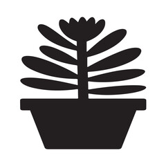 "Succulent Crassula Silhouette in Minimalist Simple Style"