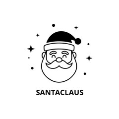 Santa Claus face with festive stars and dots
