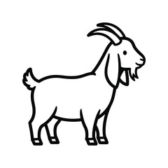 Simple vector line art of a standing goat profile view farm animal vector