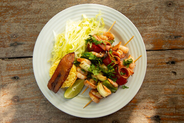 Shrimp skewer at a restaurant in El Cuyo, a fishing village on Mexico's Yucatan Peninsula.