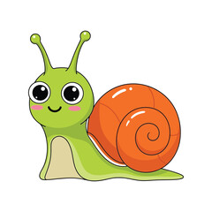 Cute cartoon snail illustration adorable garden creature animal character vector