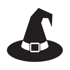 "Minimalist Witch Hat Silhouette Vector in Simple Halloween Style"