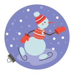 Hand drawn Snowman Bauble, Snow Globe Ornament, Snowman Globe