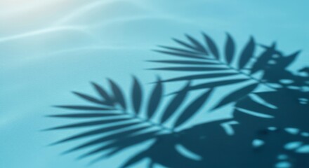 Tropical Palm Leaf Shadows on Blue Water with Rippling Reflections