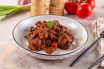 Hungarian goulash with beef meat