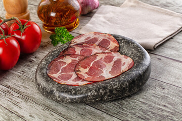 Italian Cured pork neck slices