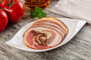 Iralian pancetta sausage pork meat