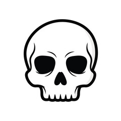 Fototapeta premium Simple Skull Icon, Vector Illustration, Halloween Symbol, Black and White