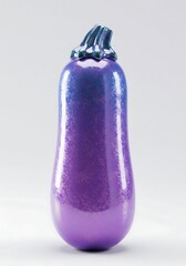 Glossy purple eggplant studio shot with gradient and detailed stem