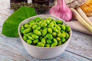 Edamame beans in the bowl