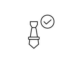 Approved business attire, tie and checkmark. Pixel perfect, editable stroke vector icon