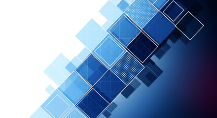 Fototapeta premium 3D Abstract background with blue squares. Background