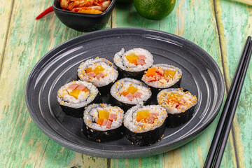 Koream homemade roll Kimbap with nori seaweed