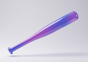Gradient baseball bat floating on white surface with copy space