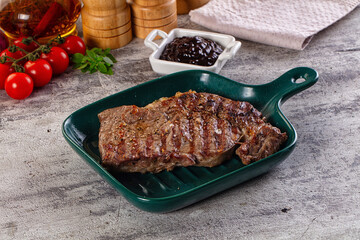 Grilled rib eye beef steak