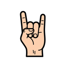 Obraz premium Rock On Hand Gesture Icon - Heavy Metal Horns Symbol, Music, Fun, Celebration, Energy