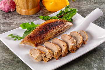 Roasted duck breast with slices