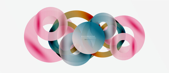 Abstract design features overlapping colorful circles. Soft gradients create dynamic visual texture. Modern aesthetic, simple composition.
