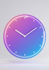 Gradient clock design in vibrant colors on a simple gray background