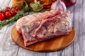 Raw spare pork ribs meat