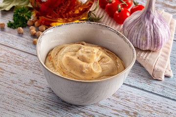 Organic homemade hummus creamy snack