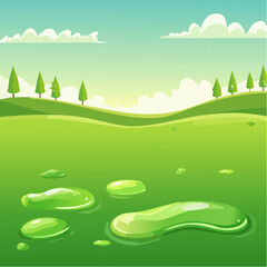 Green slime background, glossy toxic goo banner	