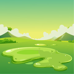 Obraz premium Green slime background, glossy toxic goo banner 
