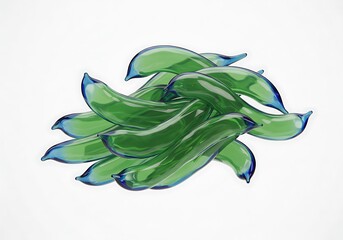 Green pods illustration on white background for design and decoration