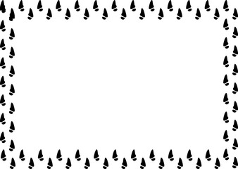 A decorative border made of black animal footprints on a white background.