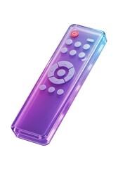 Illuminated remote control isolated on white background with power button