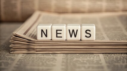 Latest news concept with newspaper and letter blocks for information updates