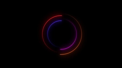 Abstract neon circles with vibrant gradient colors on black background - Powered by Adobe