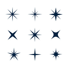 hand drawn sparkling star icon element in set